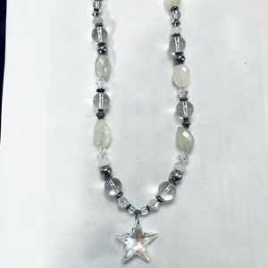 Moonstone and swarovski crystals necklace.